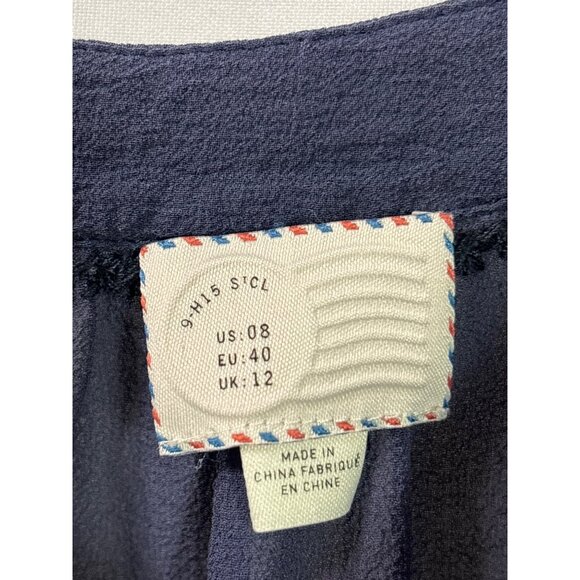 Anthropologie Postmark Silk Tank Top Sleeveless Size 8 Ombre Gradient Blue Cream - Picture 7 of 9